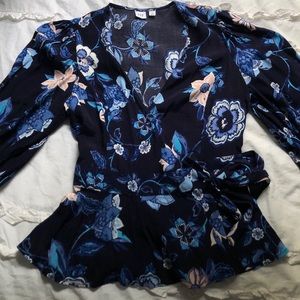GAP Floral Wrap Blouse